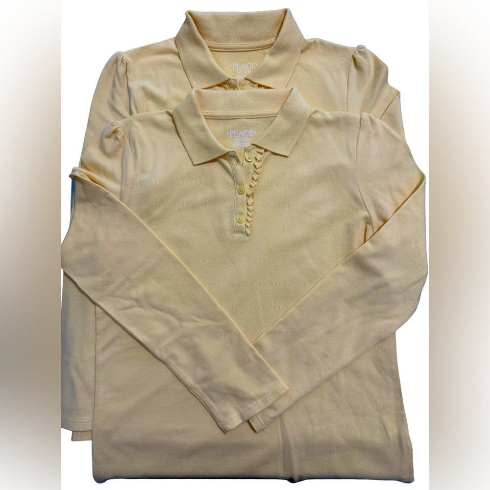 Girls Uniform Pastel Yellow Long Sleeve Shirt Bundle Size LG